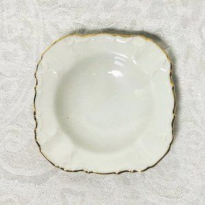 Vintage Porcelain Square Dish with Gold Trim